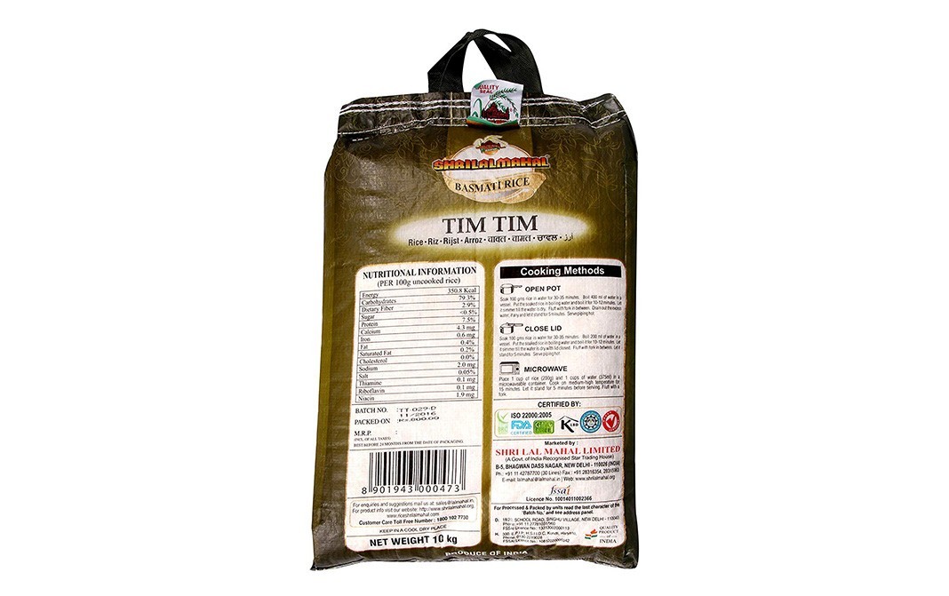 Shrilal Mahal Tim Tim Basmati Rice   Pack  10 kilogram
